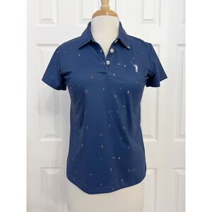 William Murray Printed Navy Blue Still Playing Around Polo Shirt Size‎ Medium